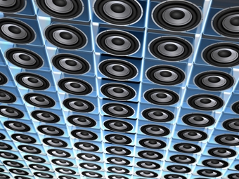 This graphic of a display of speaker plates (usually ceiling) ... an essential av accessory ... was created by Brazilian graphic designer/photographer Rodolfo Clix.  
